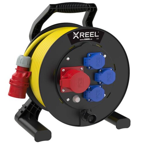 9350180-p PC-E Kabeltrommel XREEL CEE 5x16 3xSSD 25m 5x2,5 Gelb Produktbild