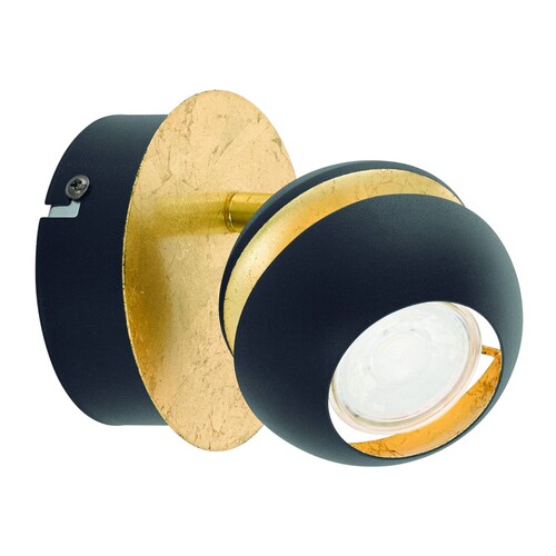 95482 Eglo LED WL/1 GU10 SCHWARZ/GOLD NOCITO Produktbild Front View L