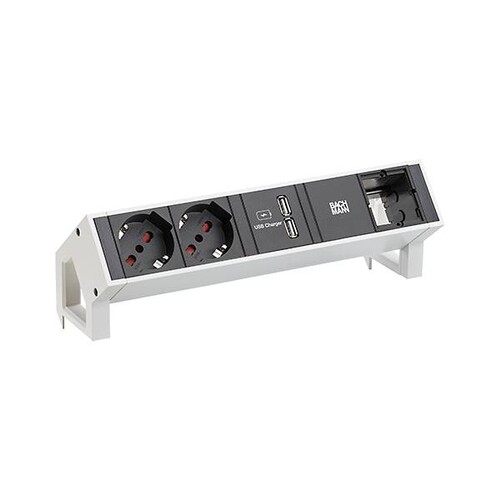 902.272 Bachmann Steckdosenleiste DESK2 2x IT Steckdosen Italien1x USB Charger Produktbild Front View L