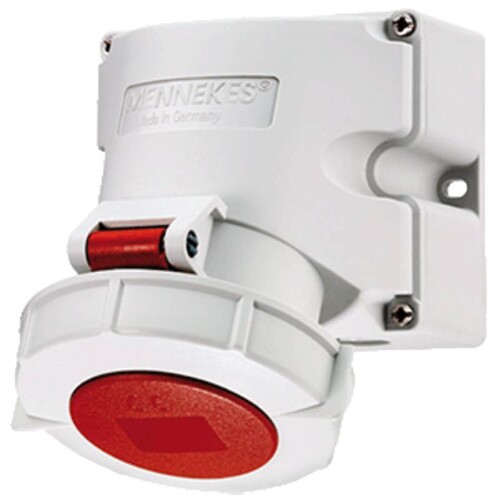 9182 Mennekes MENNEKES CEE Wandsteckdose TwinCONTACT 32A 5p 400V 6h IP67 Produktbild Front View L