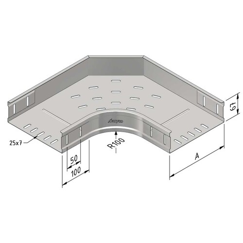 13379 Trayco CT60 B90 200 SS Kabelrinne Bogen   Cable Tray Bend Produktbild