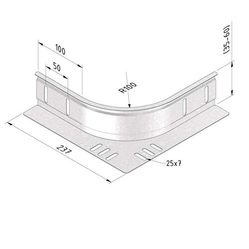 10089 Trayco CT60-BR-PG Kabelrinne Eckanbaustück Produktbild