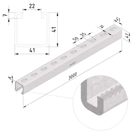 10301 Trayco SP41-41-25-3DG Tragprofil 41x25mm Produktbild