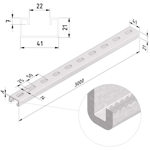 10298 Trayco SP41-21-25-3DG Tragprofil 41x25mm Produktbild