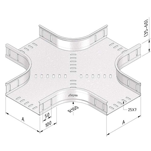 10192 Trayco CT60-X-300-PG Kabelrinne X-Stück 300 Produktbild