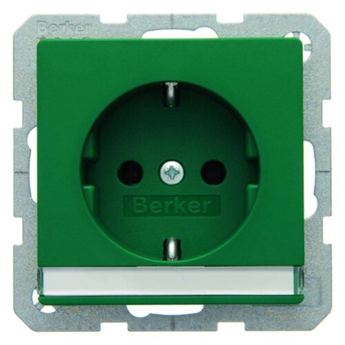 47506003 Berker BERKER Q.x SSD mit Schriftleiste, grün samt Produktbild Front View L