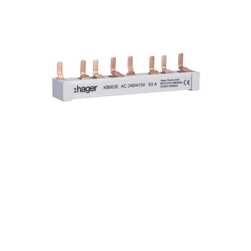 KB663E Hager Phasenschiene Stift 3P+N 10mm² 8M Produktbild Front View L