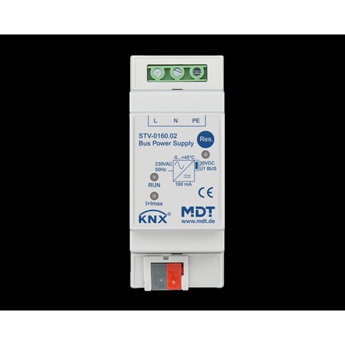 STV-0160.02 MDT Busspannungsversorgung, 2TE, REG, 160mA Produktbild Front View L