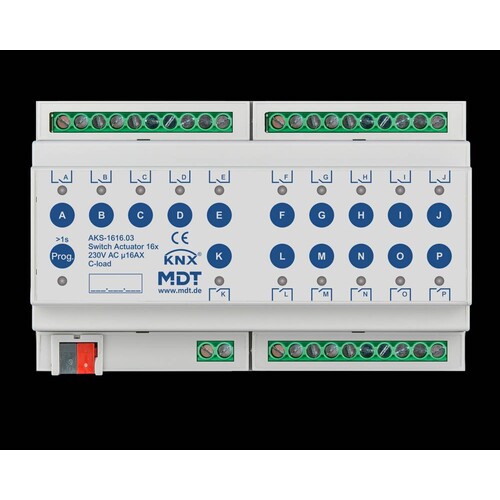AKS-1616.03 MDT Schaltaktor 16-fach Produktbild Front View L