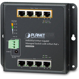 WGS-804HPT Planet IP30, IPv6/IPv4, 8 Port 1000TP Wall mount Managed Produktbild front M
