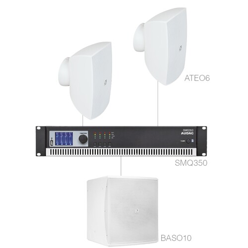 FESTA6.3/W Audac Lautsprecherset 2x ATEO6 + BASO10 & SMQ350   weiss Produktbild Front View L