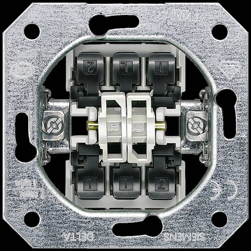 5TA2118-0KK Siemens DELTA Geräteeinsatz UP Doppel-Wechselschalter, ohne Krallen Produktbild