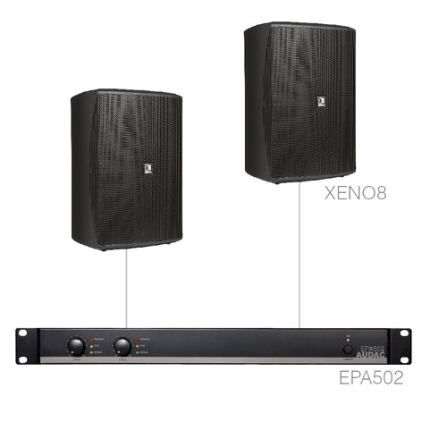FESTA8.2E/B Audac Lautsprecherset 2X XENO8 + EPA502, schwarz Produktbild Front View L