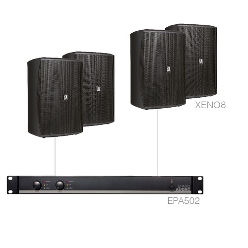 FESTA8.4E/B Audac Lautsprecherset 4X XENO8 + EPA502, schwarz Produktbild Front View L