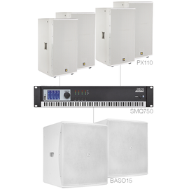 FORTE10.6/W Audac Lautsprecherset groß 4X PX110 + 2X BASO15 & SMQ750   weiss Produktbild