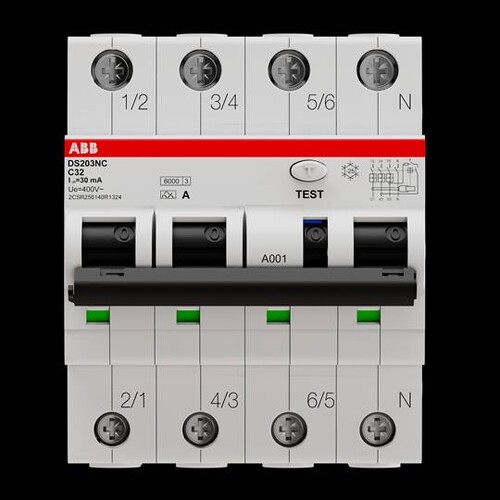 2CSR256140R1324 Stotz FI/LS Schalter 3P+N, Typ A, C32, 30mA Produktbild