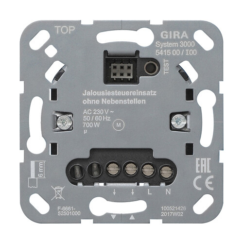 541500 Gira S3000 Jalousiesteuereinsatz ohne Nebenstelleneingang Produktbild Front View L