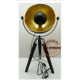 49617 Eglo TISCHLEUCHTE 1 FLAMMIG MIT WIPPSCHALTER HOLZ STAHL SCHWARZ GOLD Produktbild front M