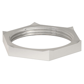 2091729 Obo 169 MSS M50 Gegenmutter mit Schneidzähnen M50x1,5 Messing vernickelt Produktbild front M