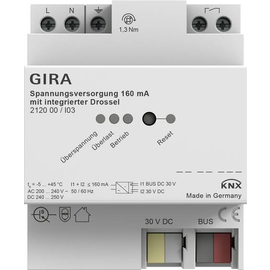 212000 Gira KNX Spannungsversorgung 160mA mit integrierter Drossel 4TE Produktbild