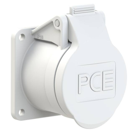382-10f5v PC-Electric CEE-Anbausteckdose gerade 55x55mm 16A 2p 24/42VDC IP44/IP5 Produktbild front M