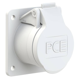 382-10f8v PC-Electric CEE-Anbausteckdose gerade 60x70mm 16A 2p 24/42VDC IP44/IP5 Produktbild front M