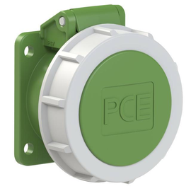 3832-2f9v PC-Electric CEE-Anbausteckdose gerade 54x60mm 16A 3p 24/42VAC 300Hz IP Produktbild front M