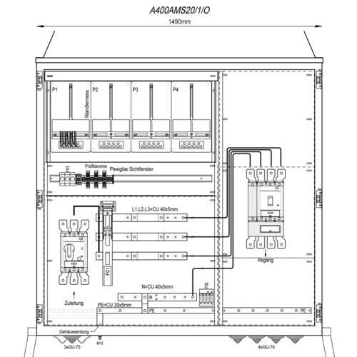 A400AMS20/1/O Mehler Wandlermessverteiler B1490xH1450xT400mm Produktbild Front View L