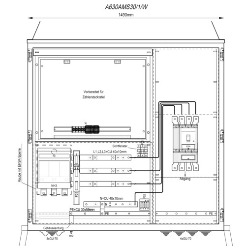 A630AMS30/1/W Mehler Wandlermessverteiler B1490xH1450xT400mm Produktbild Front View L