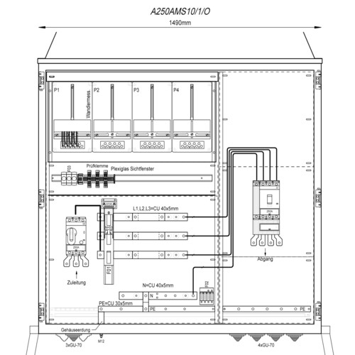 A250AMS10/1/O Mehler Wandlermessverteiler B1490xH1450xT400mm Produktbild Front View L