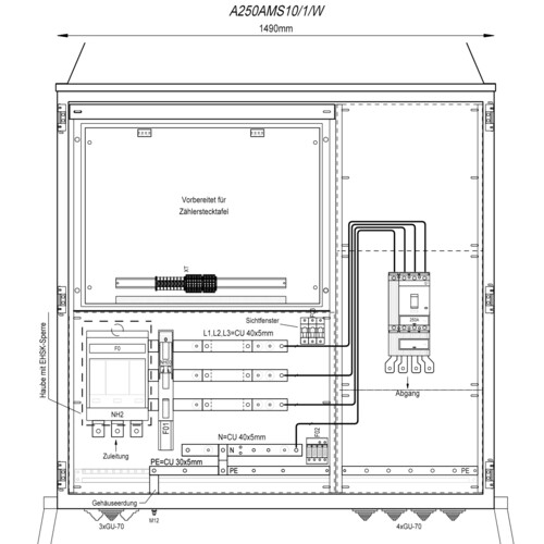A250AMS10/1/W Mehler Wandlermessverteiler B1490xH1450xT400mm Produktbild Front View L