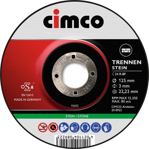 208922 Cimco Korund Trennscheibe Stein 125 Produktbild Front View L