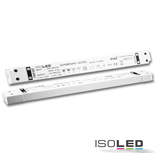 113286 Isoled Trafo 12V/DC, 0 30W, slim Produktbild