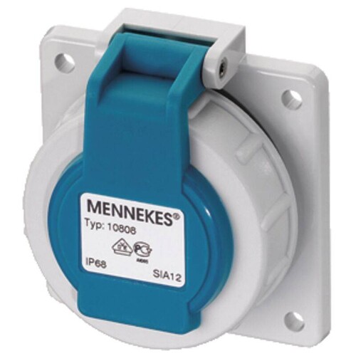 17006 Mennekes MENNEKES Schuko Anbausteckdose blau 16A 2P+E 230V IP68 Produktbild