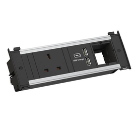 927.007 Bachmann KAPSA S 1xUK,1xUSB Charger 1xBlind Strom 2,0m UK 13A Produktbild front M