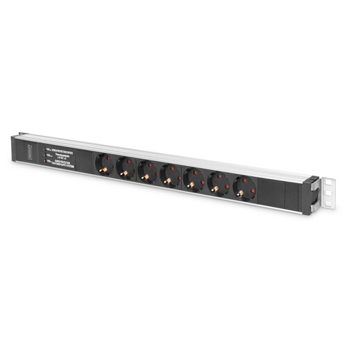 DN-95412 Digitus Steckdosenl. 7 fach ÜSS ALU 19 Alum, 16A, 2m Kabel Produktbild