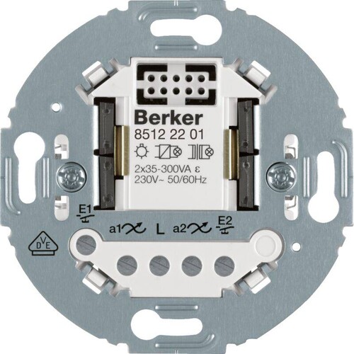 85122201 Berker Universal-Schalteinsatz 2fach mit rundem Tragring Produktbild Front View L