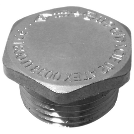 92000824 S.I.B. BLMS Blindstopfen M12 Ex e Messing vernickelt 6kant, Schlüsselwe Produktbild front M