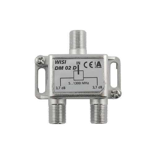 2773 Wisi DM 02 D 2-fach Verteiler BK 3,7dB, 5-1300 MHz, DOCSIS 3.1 geeignet Produktbild Front View L