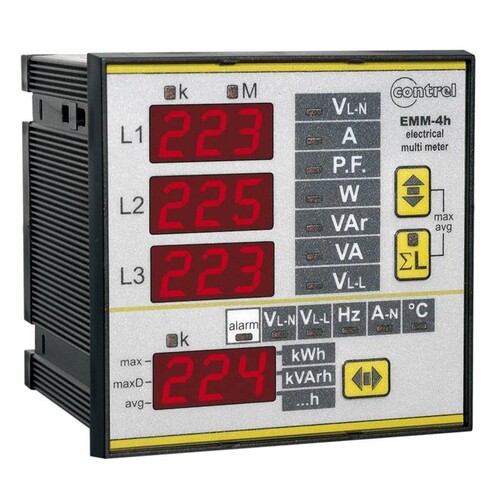 33310112 Contrel Multimeter EMM-4H 2xDO ETH/TCP Wandleranschluss Wa 5A, ETH-WEB Produktbild Front View L