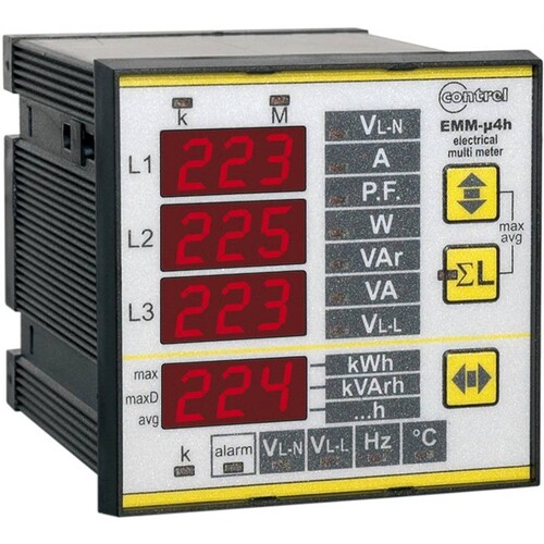 33310831 Contrel Multimeter EMM-R4HT RS485 Wandleranschluss Wa 5A, Türeinb.  Produktbild Front View L