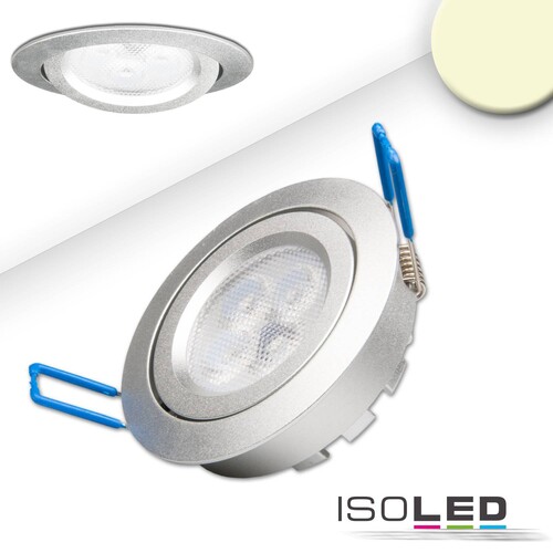 112050 Isoled LED Einbaustrahler, silber, 8W, 72°, rund, warmweiß, dimmbar Produktbild