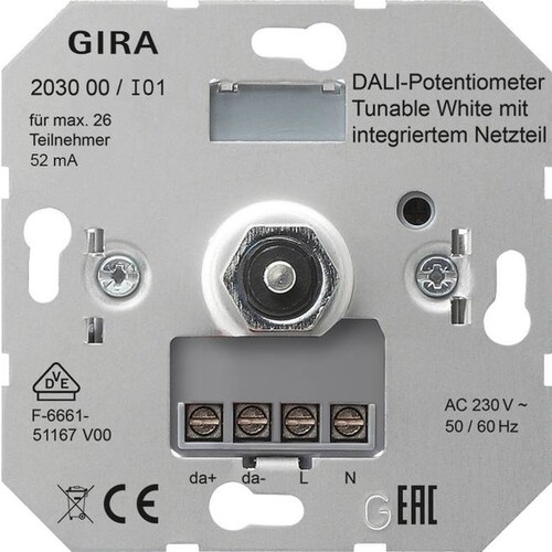 203000 Gira DALI Potentiometer Tunable WH Netzteil Einsatz Produktbild Front View L