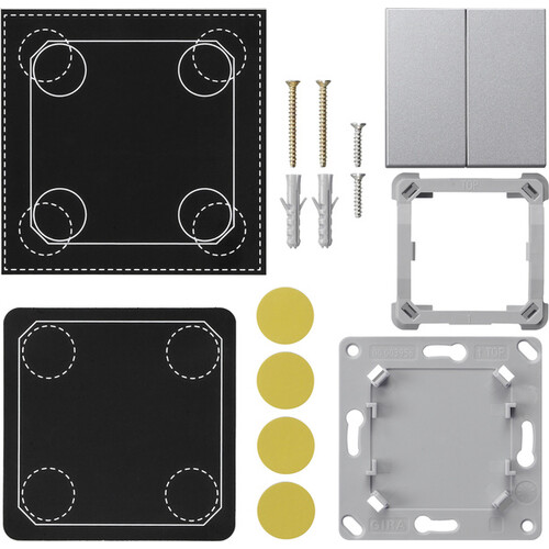 823226 Gira Montageset EnOcean Funk Wandsender 2f System 55 F Alu Produktbild Front View L