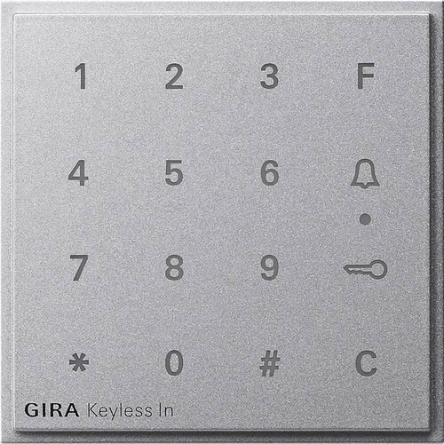 851365 Gira Aufsatz Codetastatur Gira TX_44 F Alu Produktbild Front View L