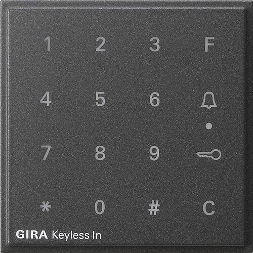 851367 Gira Aufsatz Codetastatur Gira TX_44 Anthrazit Produktbild Front View L