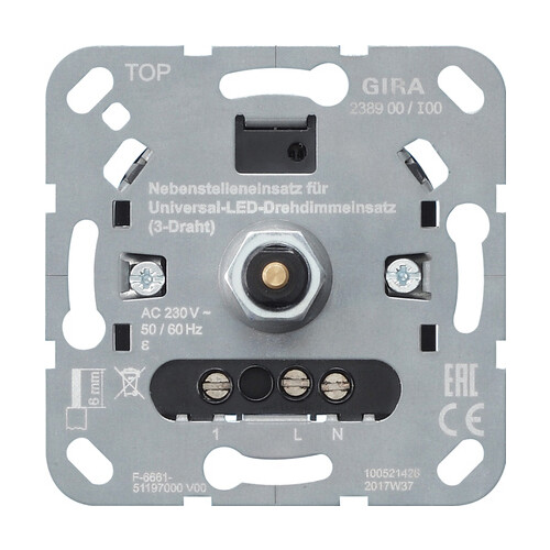 238900 Gira S3000 Dreh Nebenst.eins. 3 Dr LED Dimmer Einsatz Produktbild Front View L