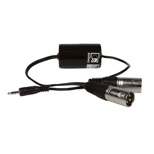 TR2080 Audac Massetrennfilter 3,5 mm Klinkenstecker auf 2x XLR male Produktbild Front View L