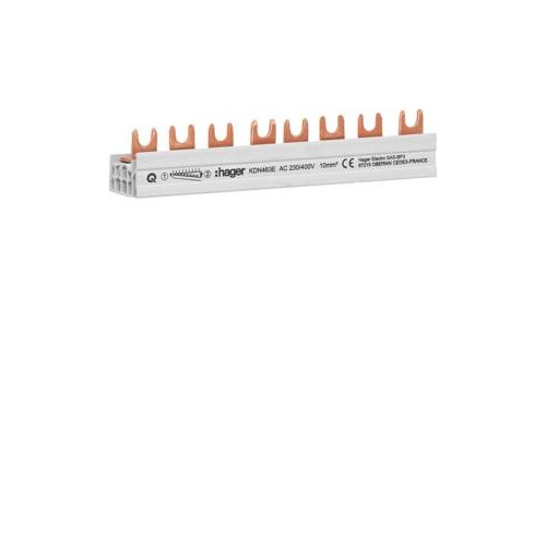 KDN463E Hager Phasenschiene 3P+N Gabel. 10mm²  8M Produktbild Front View L
