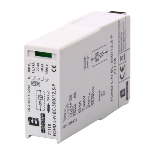 71118 Elsta-Mosdorfer BLITZSTROMABLEITER STECKMODUL FOHD BC L N 300/12,5 P ELSTA Produktbild Front View L